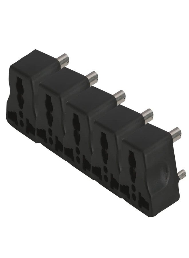 MX Universal 3 PIN Travel Adapter (Type D) India to USA UK China South Africa & More Conversion Plug for Home and Official use- Black (Pack of 5) - Image 1